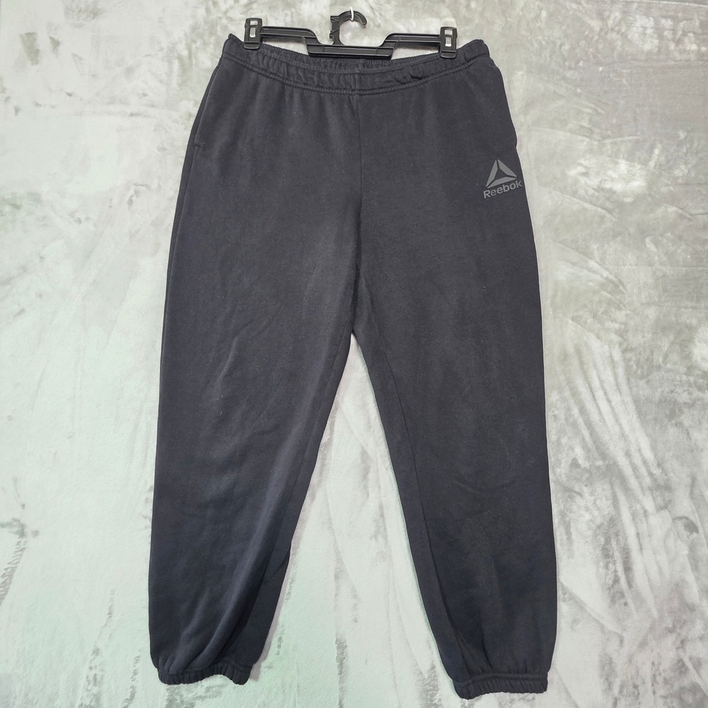 Reebok Mens Fleece Joggers Black Delta Logo Sweatpants REW253PA04 Size L